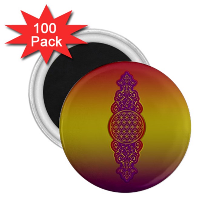 Flower Of Life Vintage Gold Ornaments Red Purple Olive 2.25  Magnets (100 pack) 