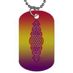 Flower Of Life Vintage Gold Ornaments Red Purple Olive Dog Tag (one Side) by EDDArt