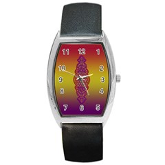 Flower Of Life Vintage Gold Ornaments Red Purple Olive Barrel Style Metal Watch by EDDArt