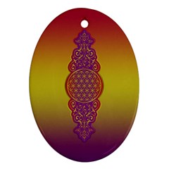 Flower Of Life Vintage Gold Ornaments Red Purple Olive Oval Ornament (two Sides) by EDDArt