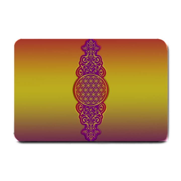 Flower Of Life Vintage Gold Ornaments Red Purple Olive Small Doormat 