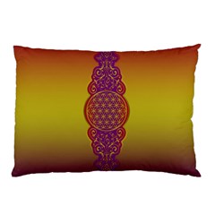 Flower Of Life Vintage Gold Ornaments Red Purple Olive Pillow Case by EDDArt