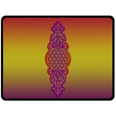 Flower Of Life Vintage Gold Ornaments Red Purple Olive Fleece Blanket (large)  by EDDArt