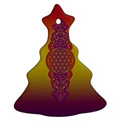 Flower Of Life Vintage Gold Ornaments Red Purple Olive Ornament (christmas Tree) by EDDArt