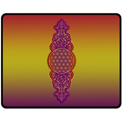 Flower Of Life Vintage Gold Ornaments Red Purple Olive Double Sided Fleece Blanket (medium)  by EDDArt