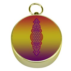 Flower Of Life Vintage Gold Ornaments Red Purple Olive Gold Compasses by EDDArt