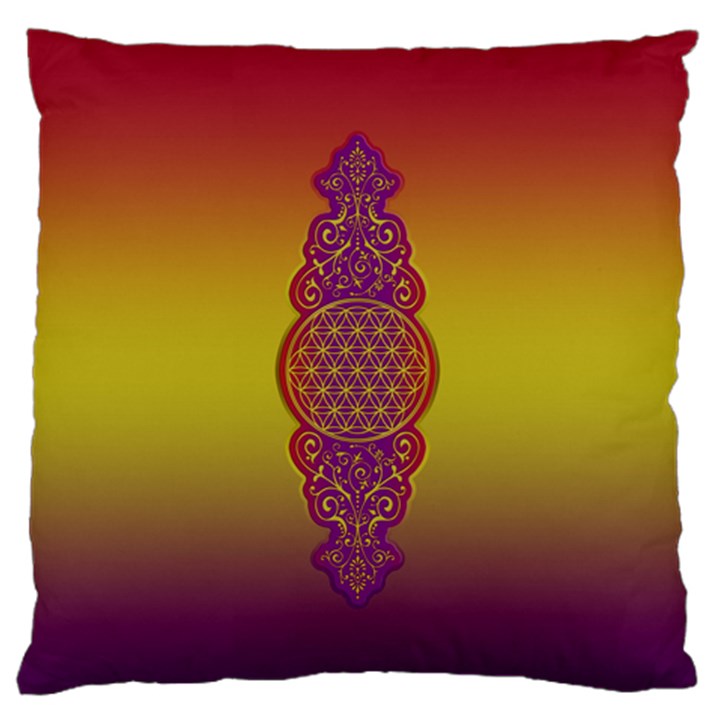 Flower Of Life Vintage Gold Ornaments Red Purple Olive Large Flano Cushion Case (One Side)