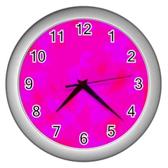 Simple Pink Wall Clocks (silver)  by Valentinaart