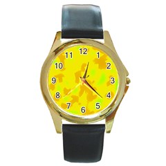 Simple Yellow Round Gold Metal Watch by Valentinaart