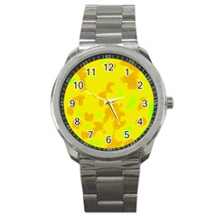 Simple Yellow Sport Metal Watch by Valentinaart