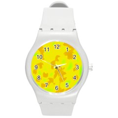 Simple Yellow Round Plastic Sport Watch (m) by Valentinaart