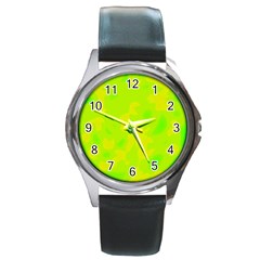 Simple Yellow And Green Round Metal Watch by Valentinaart