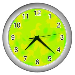 Simple Yellow And Green Wall Clocks (silver)  by Valentinaart