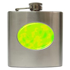 Simple Yellow And Green Hip Flask (6 Oz) by Valentinaart