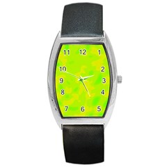 Simple Yellow And Green Barrel Style Metal Watch by Valentinaart