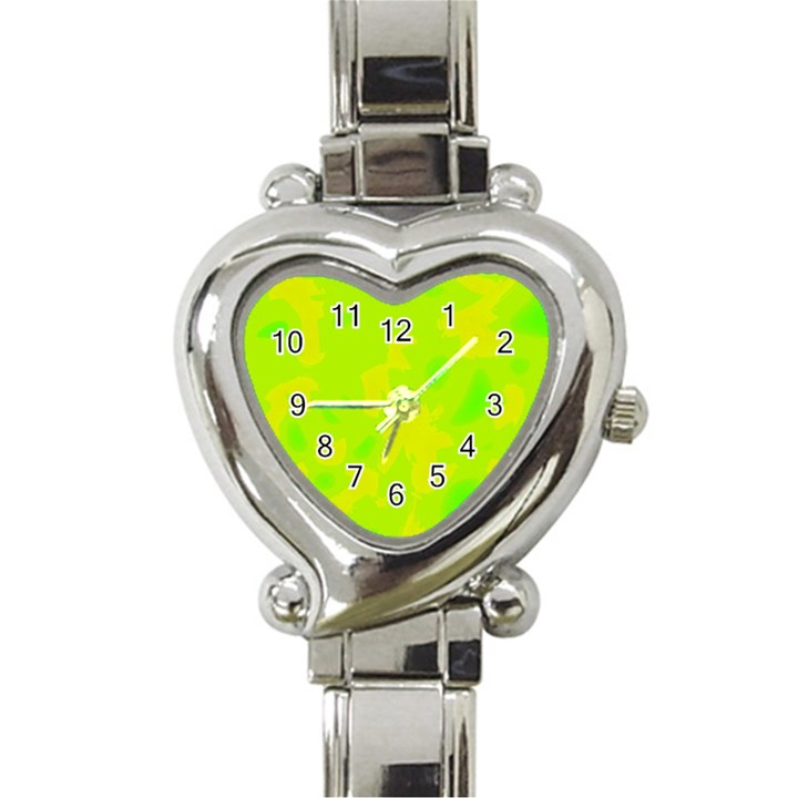 Simple yellow and green Heart Italian Charm Watch