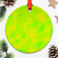 Simple Yellow And Green Round Ornament (two Sides)  by Valentinaart