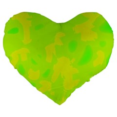 Simple Yellow And Green Large 19  Premium Heart Shape Cushions by Valentinaart