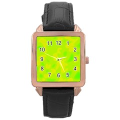 Simple Yellow And Green Rose Gold Leather Watch  by Valentinaart