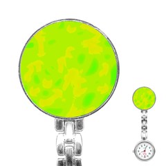 Simple Yellow And Green Stainless Steel Nurses Watch by Valentinaart