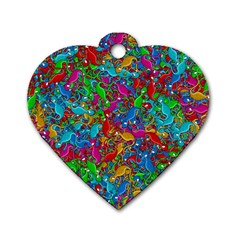 Lizards Dog Tag Heart (one Side) by Valentinaart