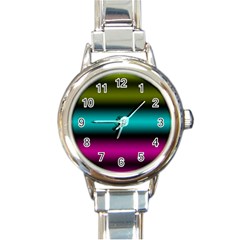 Dark Green Mint Blue Lilac Soft Gradient Round Italian Charm Watch by designworld65