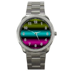 Dark Green Mint Blue Lilac Soft Gradient Sport Metal Watch by designworld65