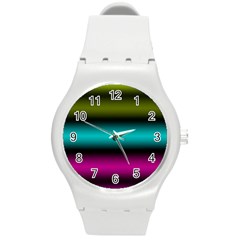 Dark Green Mint Blue Lilac Soft Gradient Round Plastic Sport Watch (m) by designworld65