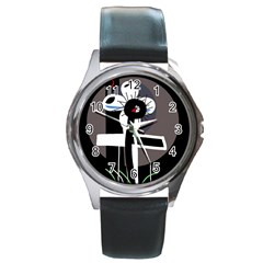 Dark Round Metal Watch by Valentinaart