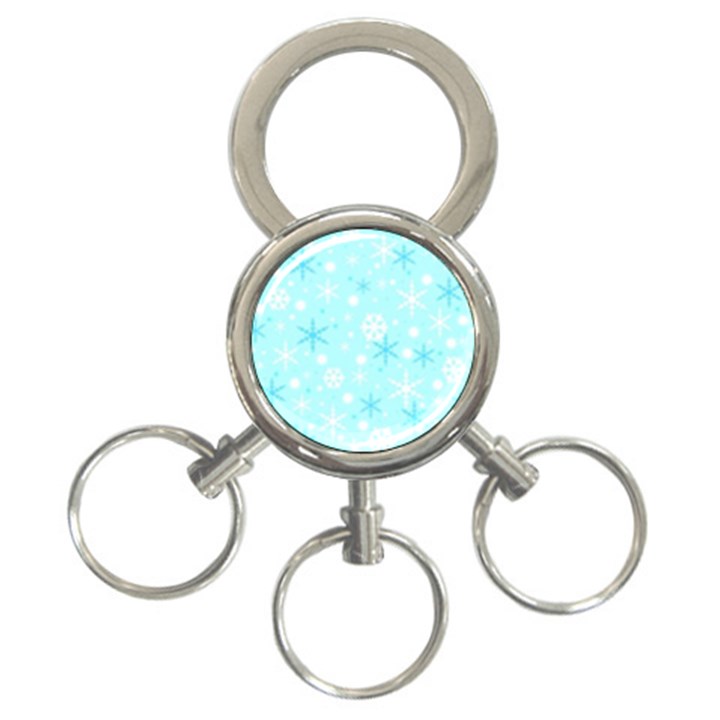 Blue Xmas pattern 3-Ring Key Chains