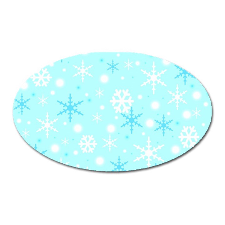 Blue Xmas pattern Oval Magnet