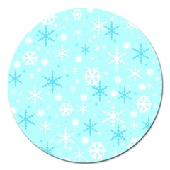 Blue Xmas Pattern Magnet 5  (round) by Valentinaart