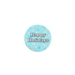 Happy Holidays Blue Pattern 1  Mini Buttons by Valentinaart