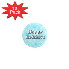 Happy Holidays Blue Pattern 1  Mini Magnet (10 Pack)  by Valentinaart