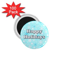 Happy Holidays Blue Pattern 1 75  Magnets (100 Pack)  by Valentinaart