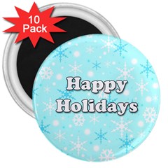 Happy Holidays Blue Pattern 3  Magnets (10 Pack)  by Valentinaart