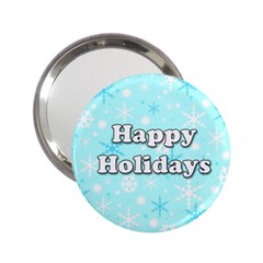 Happy Holidays Blue Pattern 2 25  Handbag Mirrors by Valentinaart