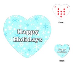 Happy Holidays Blue Pattern Playing Cards (heart)  by Valentinaart