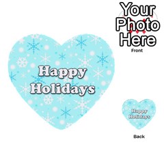 Happy Holidays Blue Pattern Multi-purpose Cards (heart)  by Valentinaart