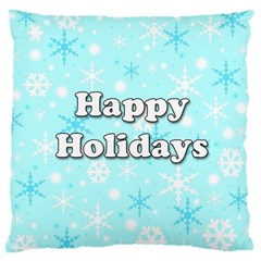 Happy Holidays Blue Pattern Large Cushion Case (one Side) by Valentinaart