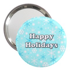 Happy Holidays Blue Pattern 3  Handbag Mirrors by Valentinaart