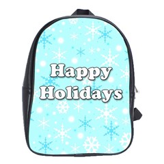 Happy Holidays Blue Pattern School Bags (xl)  by Valentinaart