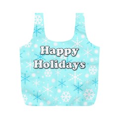 Happy Holidays Blue Pattern Full Print Recycle Bags (m)  by Valentinaart