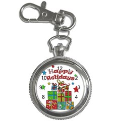 Happy Holidays - Gifts And Stars Key Chain Watches by Valentinaart