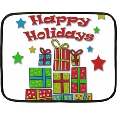 Happy Holidays - Gifts And Stars Fleece Blanket (mini) by Valentinaart