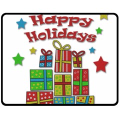 Happy Holidays - Gifts And Stars Fleece Blanket (medium)  by Valentinaart