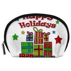 Happy Holidays - Gifts And Stars Accessory Pouches (large)  by Valentinaart