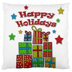 Happy Holidays - Gifts And Stars Standard Flano Cushion Case (one Side) by Valentinaart