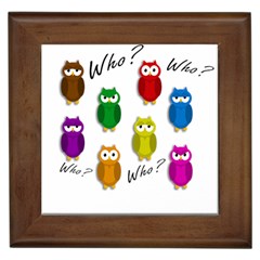 Cute Owls - Who? Framed Tiles by Valentinaart