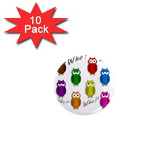 Cute Owls - Who? 1  Mini Magnet (10 Pack)  by Valentinaart